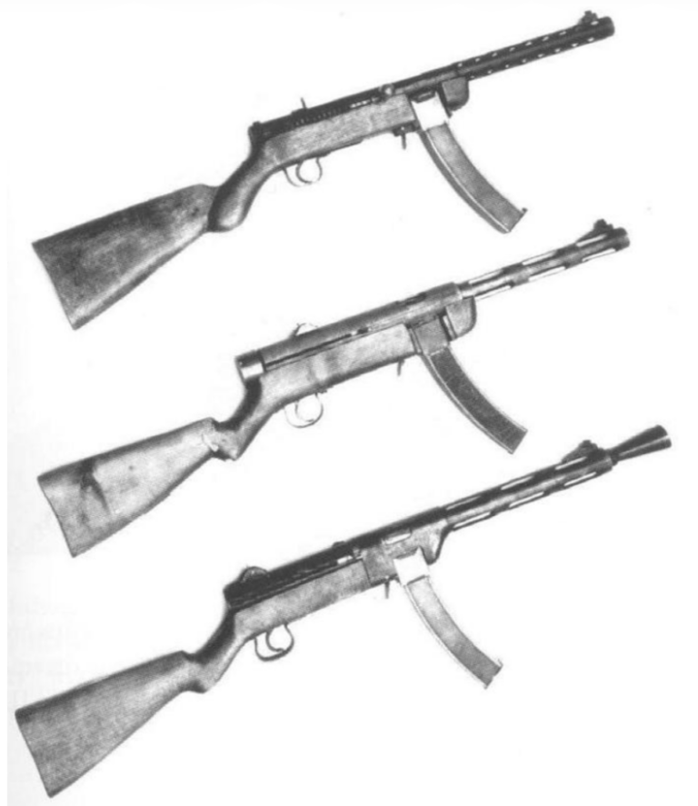 Pistolet maszynowy Choroszmanów w trzech wersjach.